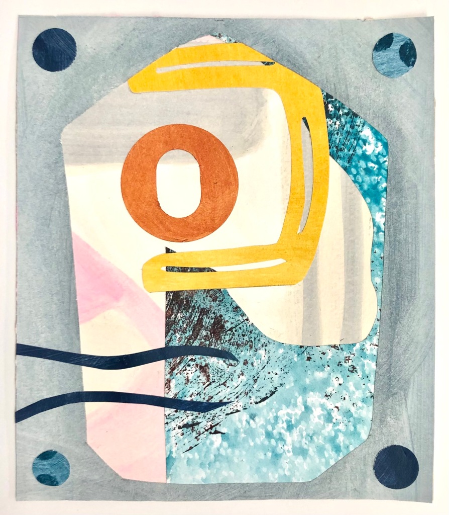 Untitled, spring 2021, collage and acrylic on paper, 7x4 inches